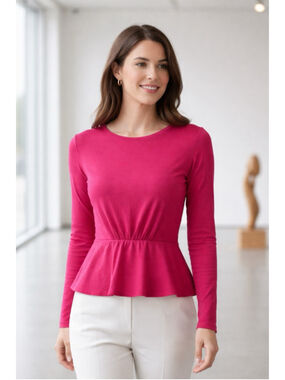 Banana Republic Pink Long Sleeve Peplum Top Size S